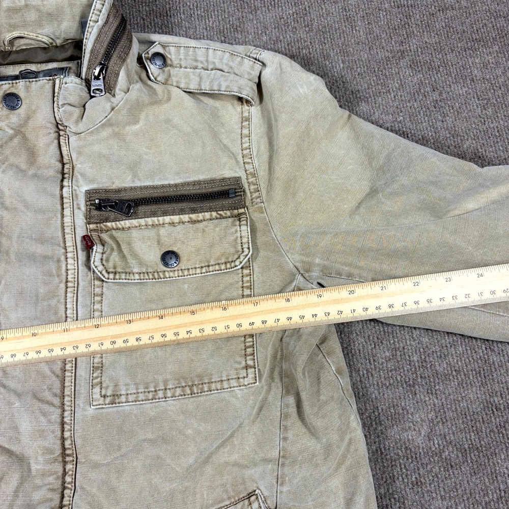 Levi's Military Jacket Mens Small Beige Cotton Canvas Workwear Utility Pockets - Picture 3 of 10